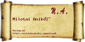 Milotai Anikó névjegykártya